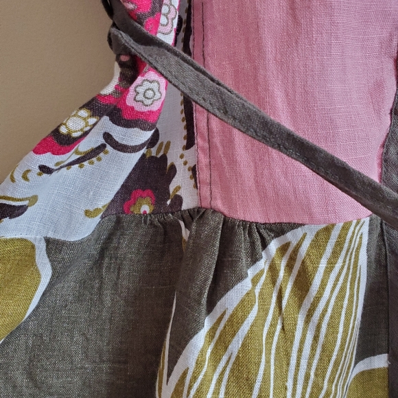 COPY - Vintage 100% Linen patchwork top with buttons and waist strings - Picture 6 of 12